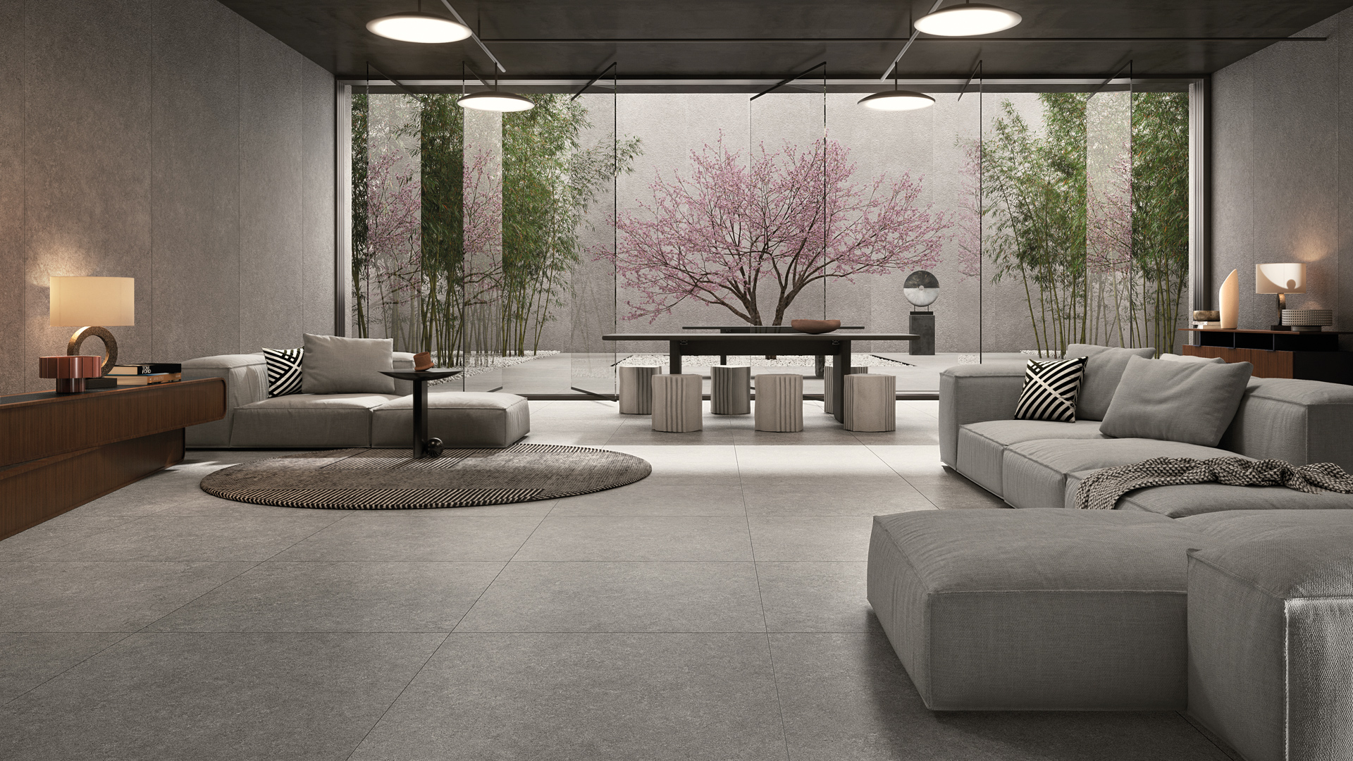Porcelain Stoneware Flooring and Wall Coverings for Living Rooms